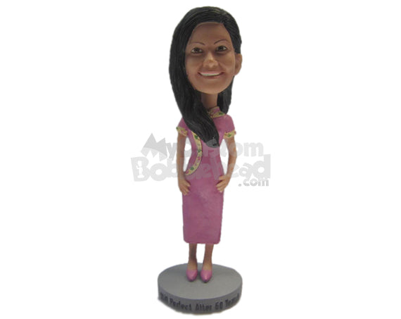 Custom Bobblehead Lady Wearing A Long Dress Showing Off Her Good Looks - Leisure & Casual Casual Females Personalized Bobblehead & Cake Topper Custom Bobblehead Lady Wearing A Long Dress Showing Off Her Good Looks - Leisure & Casual Casual Females Personalized Bobblehead & Cake Topper